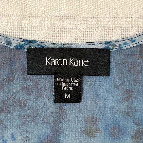 Karen Kane Ombre Floral Print Vest Ruana Kimono Sz M Blue EUC‎ Like New - Picture 7 of 11